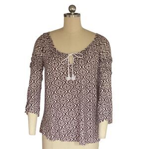 Aeropostale Women's XS Multicolor 3/4 Sleeve Scoop Neck Blouse